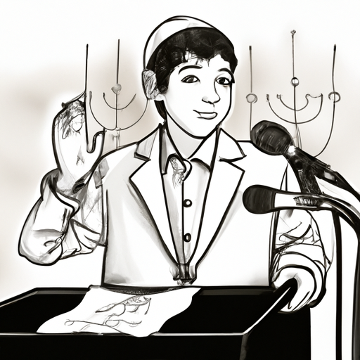 תמונה המציגה נער בר מצווה נושא את נאום ההוקרה שלו